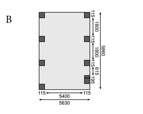 Dubbele carport Karibu Caan 2 variant B 598x673 cm drukgeïmpregneerd
