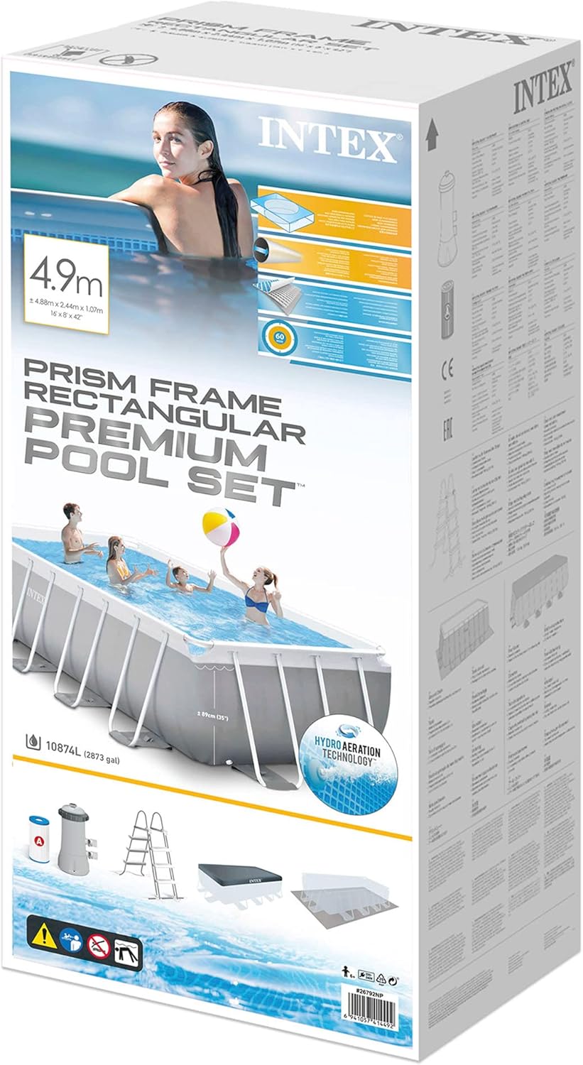 Intex kit Piscine Prism Frame rectangulaire Angulaire Tubulaire (l) 4,88 x (l) 2,44 x (h) 1,07m