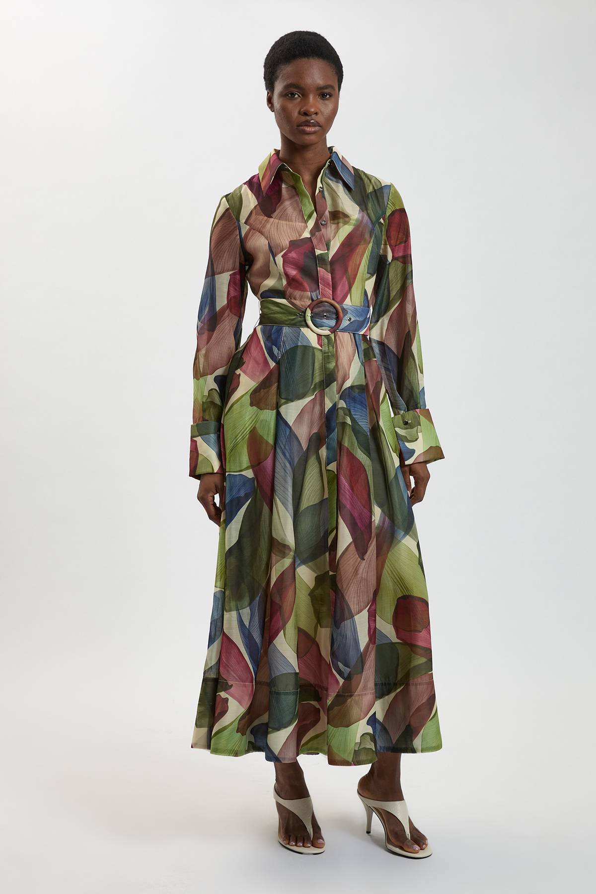 KarenMillen Robe Chemise Maxi En Organza À Imprimé Pétales Petite