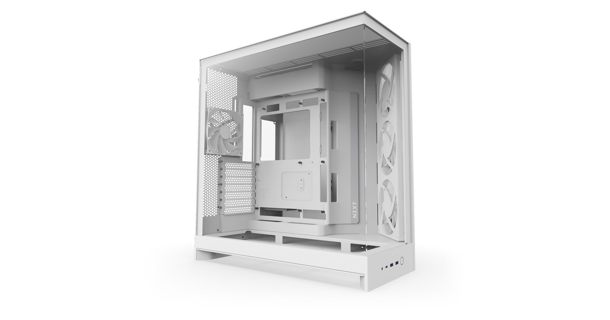 NZXTH9 Flow RGB midi tower behuizing  (Wit (mat) | 2x USB-A | 1x USB-C | RGB | Tempered Glass)
