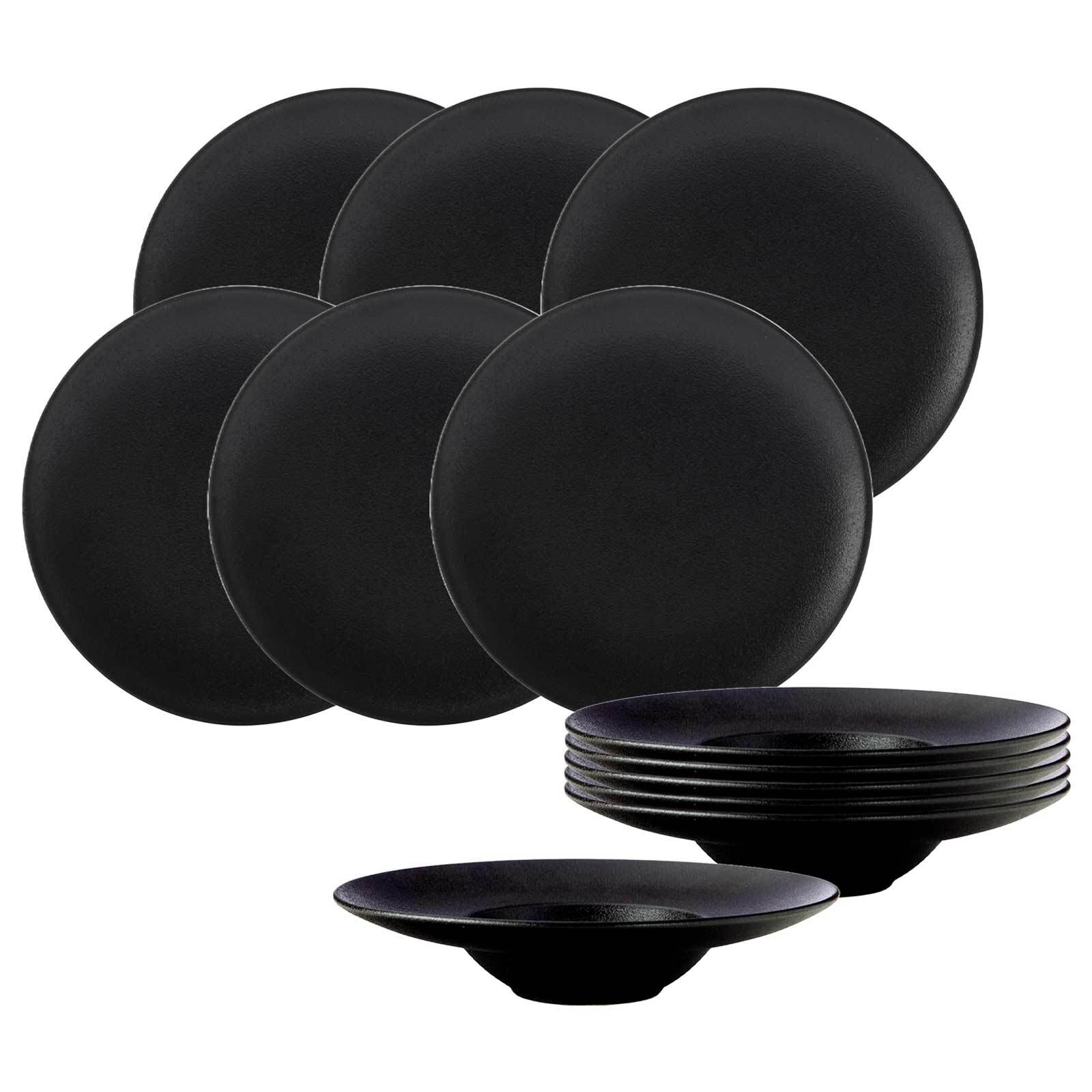 Maxwell & Williams Tellerset Caviar Black 12er Set