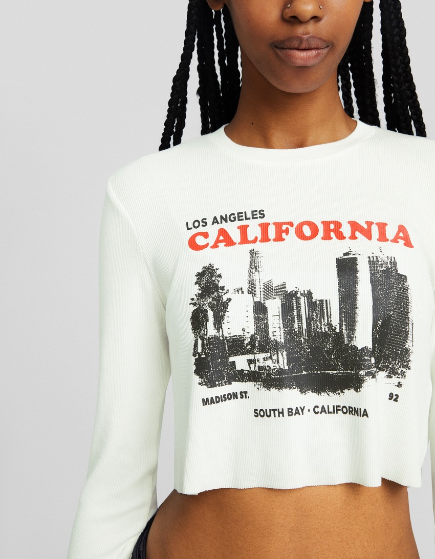 Camiseta de manga comprida estampada