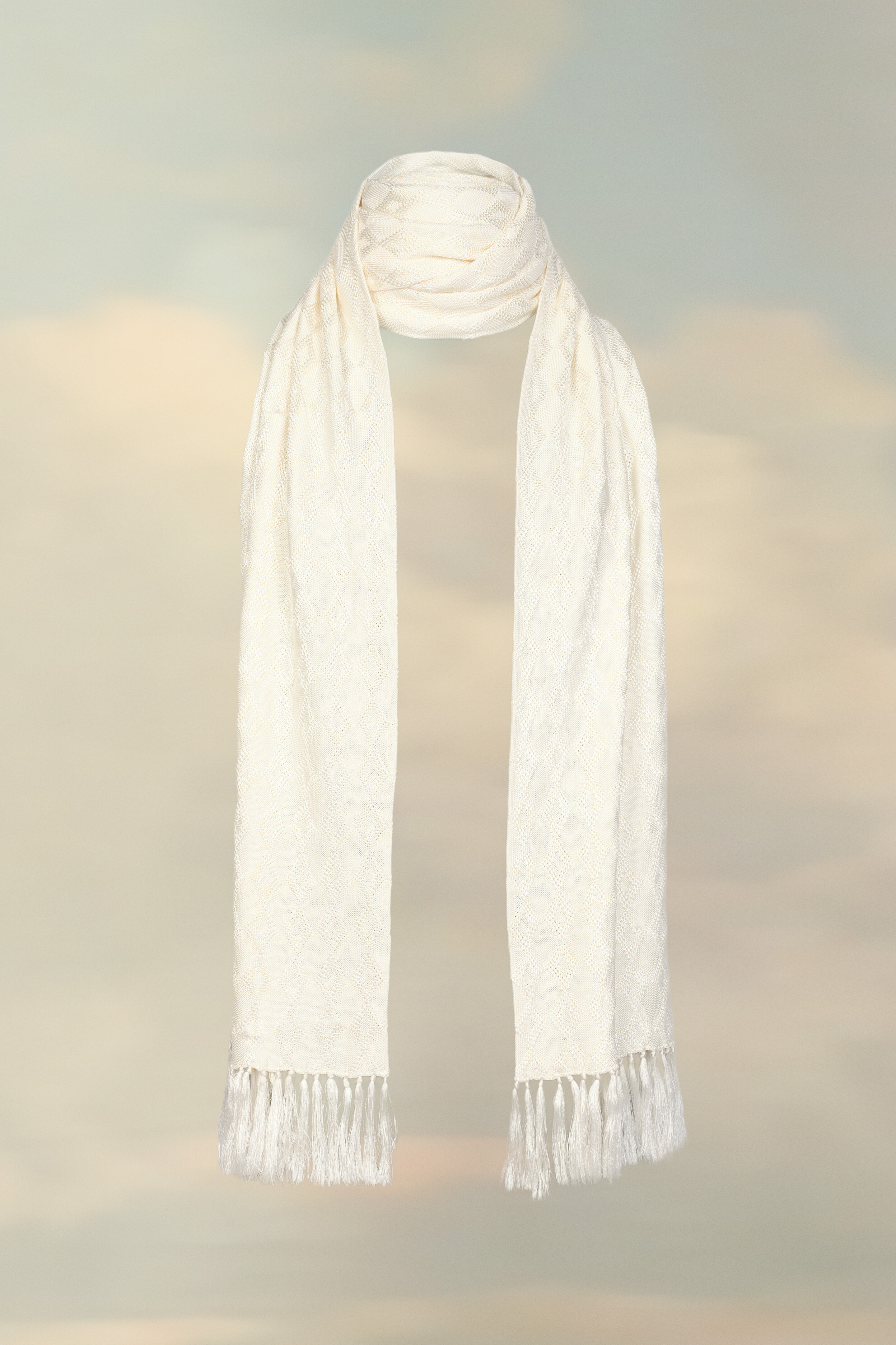 Longue écharpe en tricot Blanc