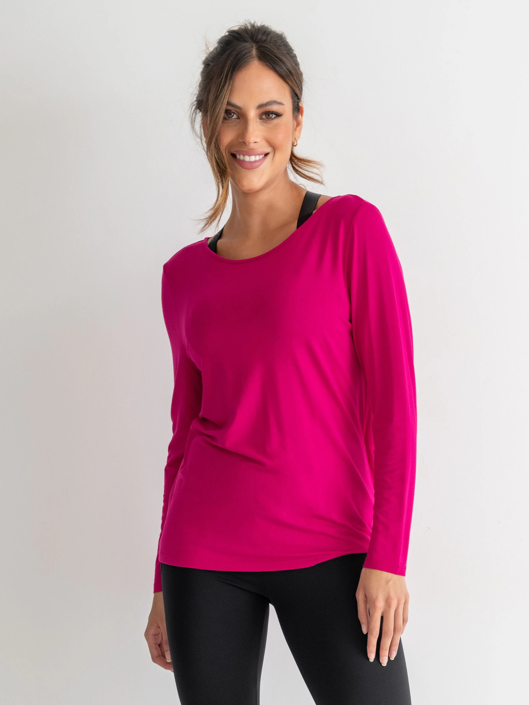 Roze - Pour Moi - Jersey yogatop met gekruiste rugbandjes