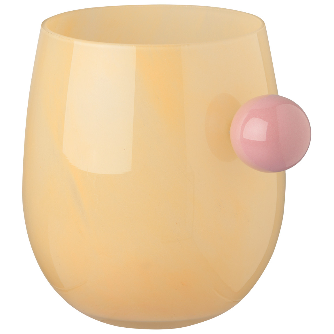 Kleine Vase mit Knubbel hellgelb / zartrosa
