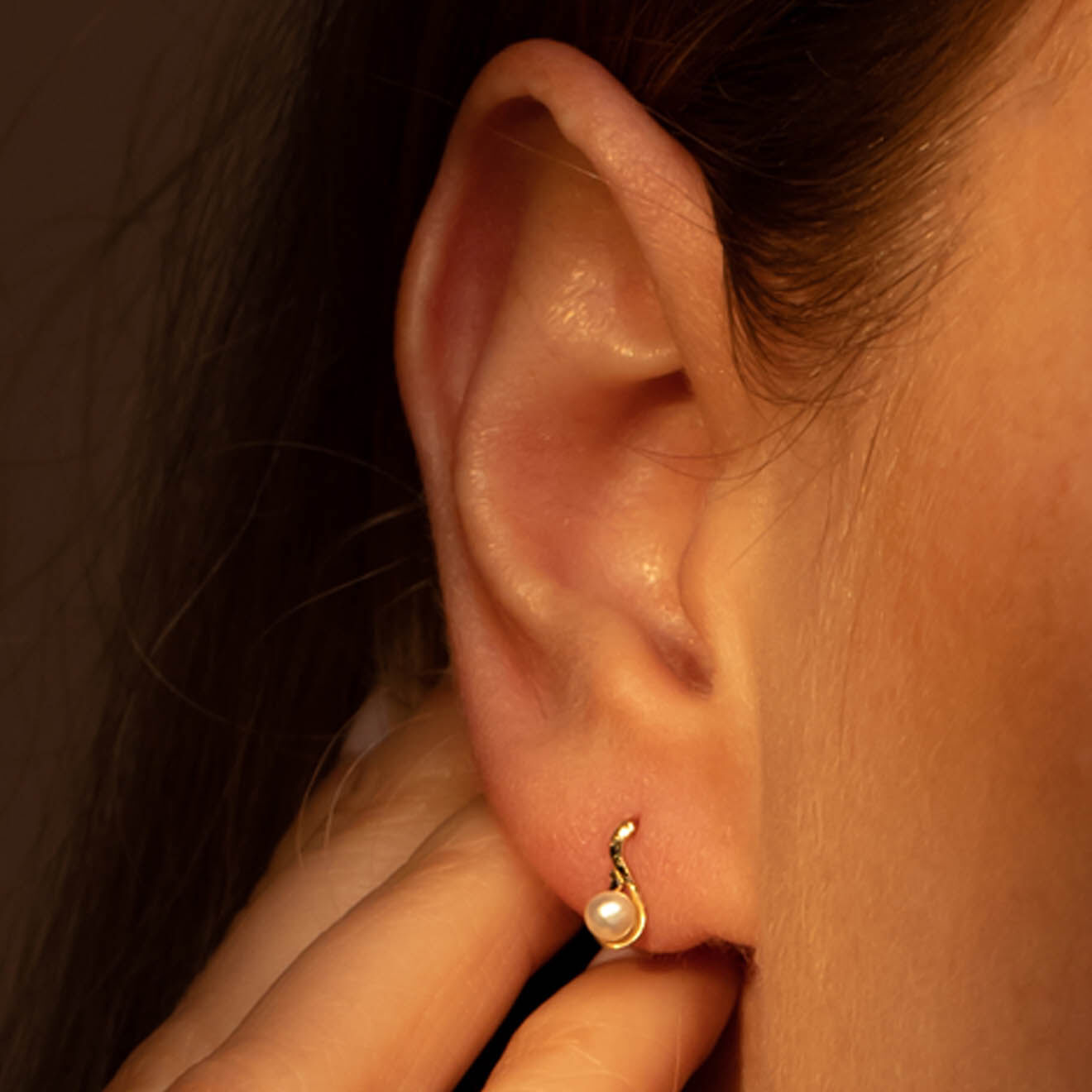 Instant d'Or Boucle d'oreilles Goutte Perlée perle blanche or jaune