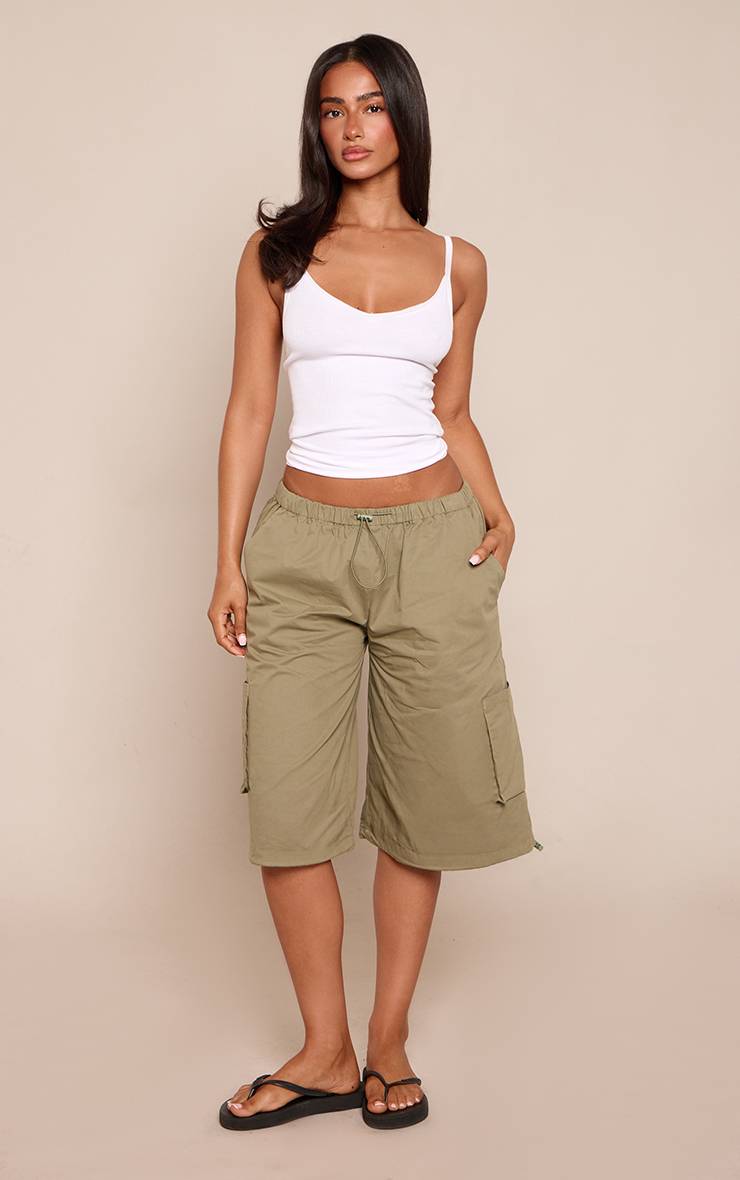 Kaki Short Cargo Petite Avec Cordon De Serrage À L'ourlet