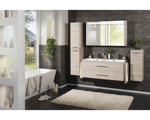 Badkamermeubelset FACKELMANN B.clever BxHxD 120 x 51 x 46 cm Frontkleur alaska essen met wastafel mineraal gegoten wit 82926
