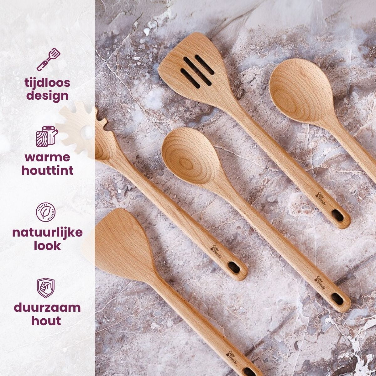 Cosy & Trendy Spaghettilepel - Pastalepel - Delish Eco Hout 33 cm