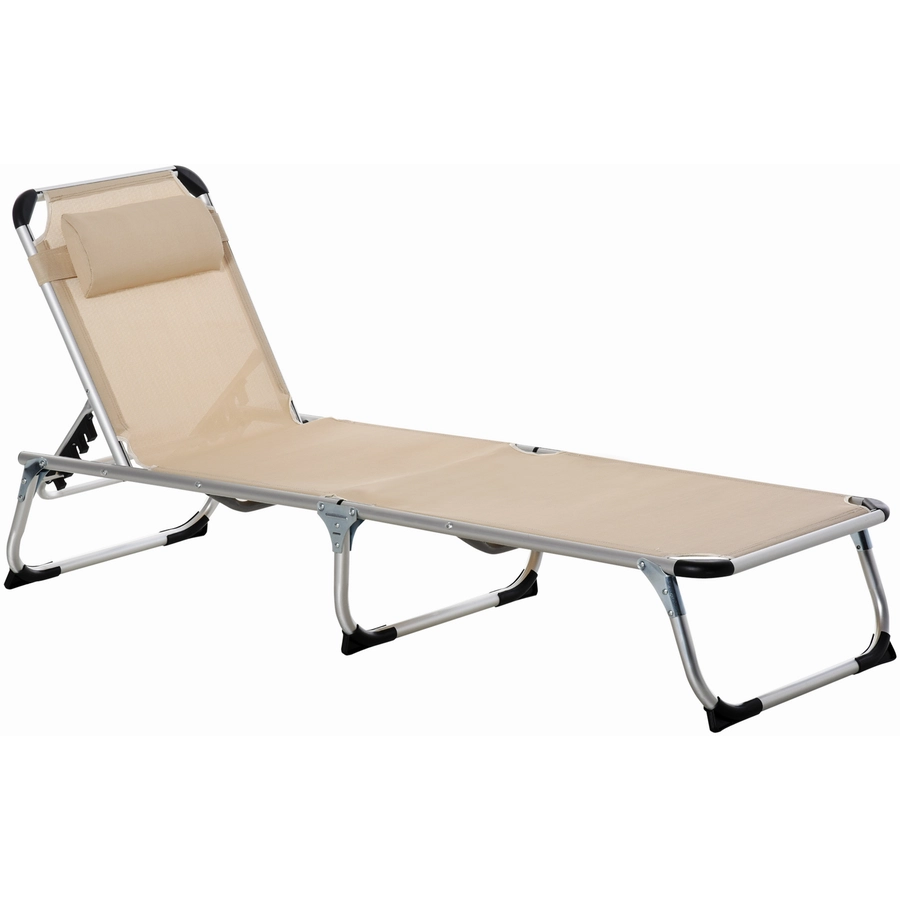 Outsunny Gartenliege 5-stufig verstellbar beige