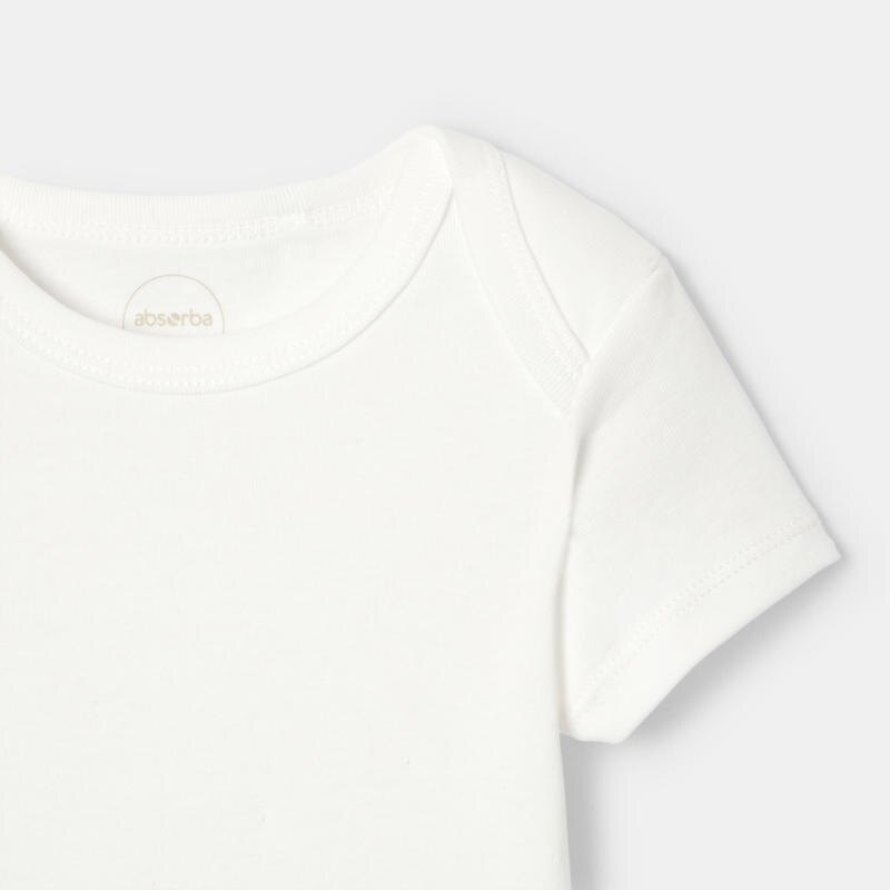 Lot de 2 bodies à manches courtes en coton bio blanc mixte Absorba Blanc