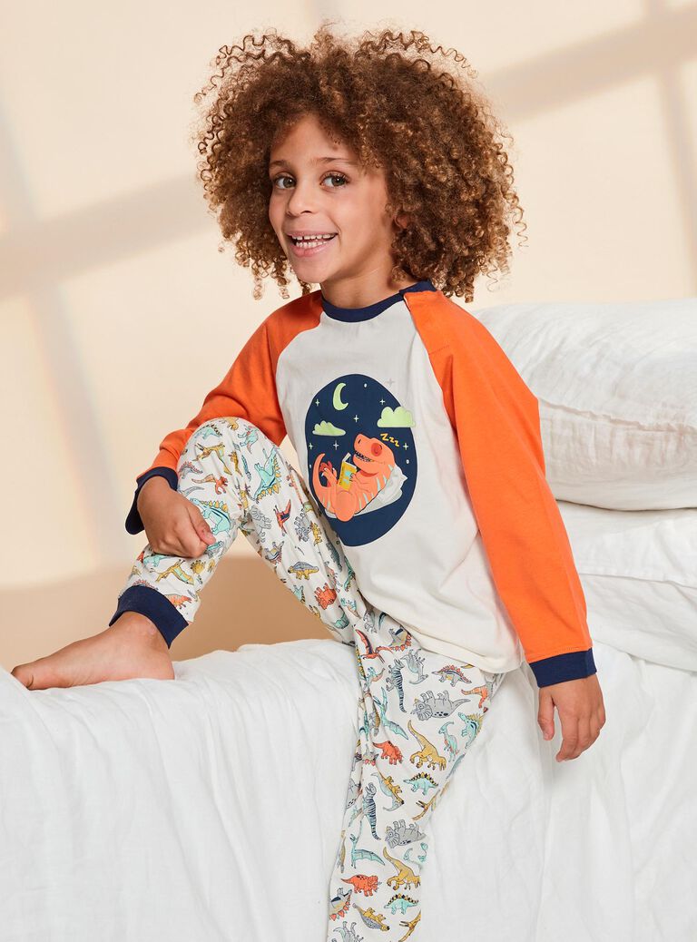Ensemble pyjama écru avec dinosaures