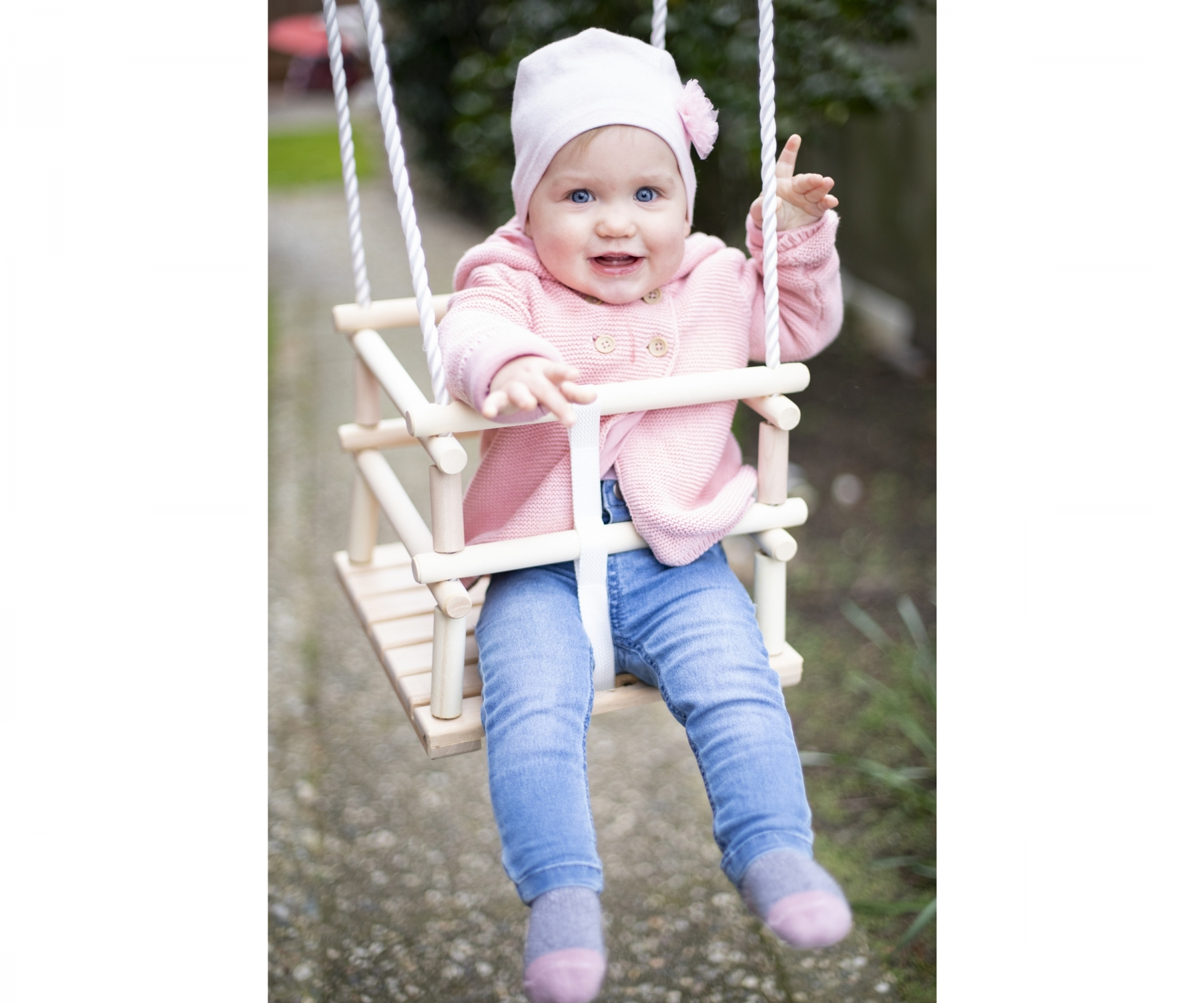 Kinder Holz Gitterschaukel Outdoor Spielzeug Schaukel inkl. Verstellbarem Seil (100004402)