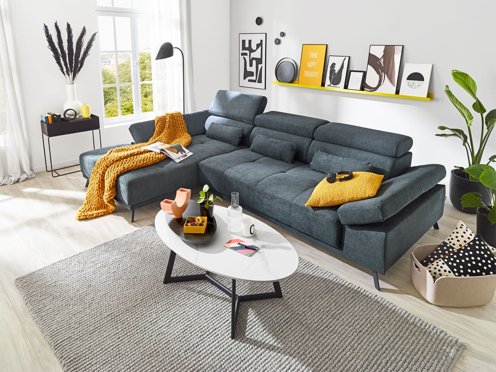 Ecksofa DENIA 192 x 309 cm dunkelgrau