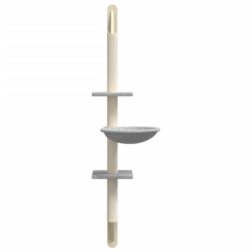 Arranhador de parede para gatos vidaXL, cinza claro, 142,5 cm