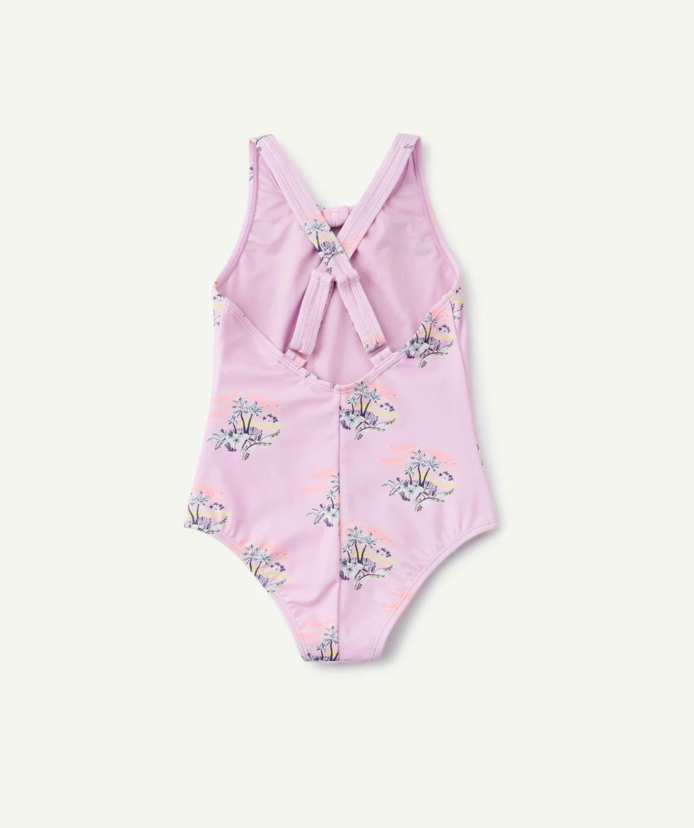 MAILLOT DE BAIN 1 PIÈCE FILLE EN FIBRES RECYCLÉES VIOLET