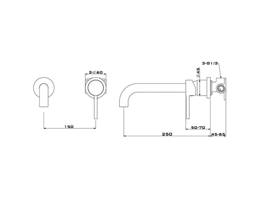 HUDOR - Mitigeur de lavabo Robinet de lavabo mural b02219 collection erymanthe