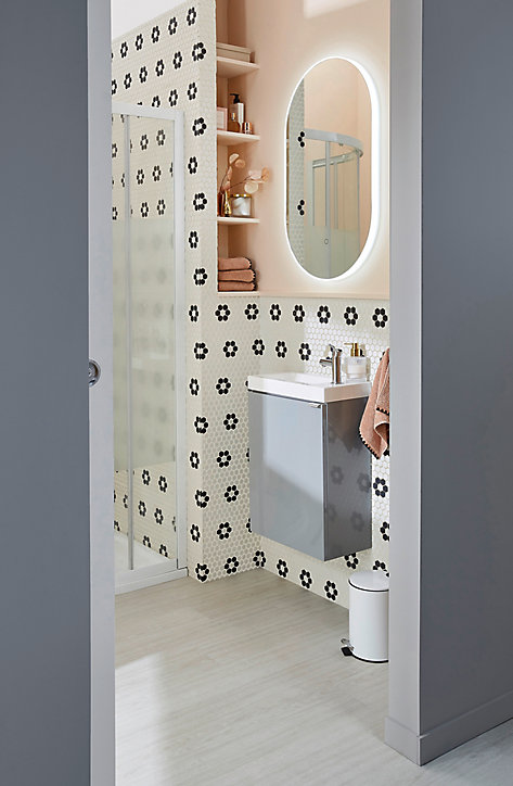 Meuble lave mains à suspendre GoodHome Imandra gris L.44 x H.55 cm