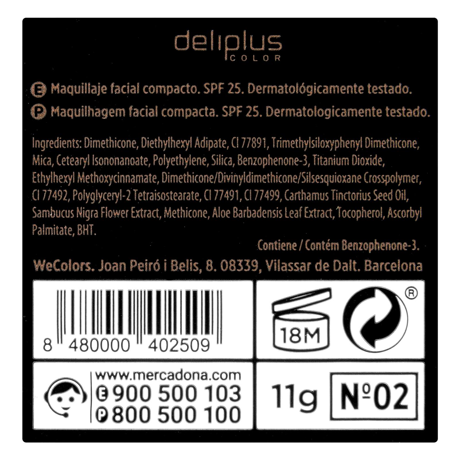 Fond de teint compact Deliplus 02 Beige rose