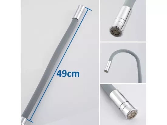 AURALUM MAX Mitigeur Cuisine avec Tuyau En Silicone Flexible Déformable Robinet d'Evier avec 2 Types Jets,Robinetterie Cuisine pivotant à 360°-Gris