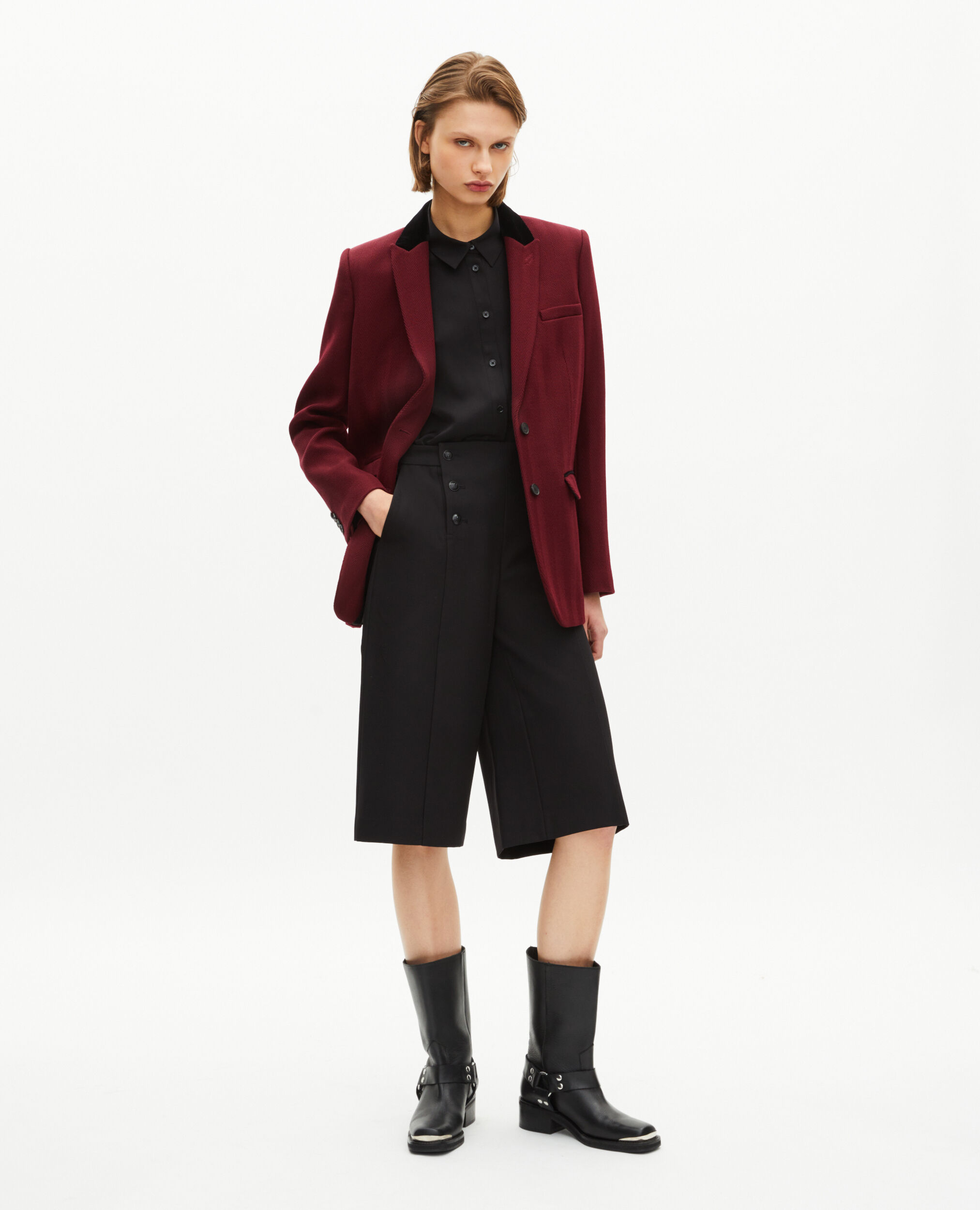 Veste avec col velours bordeaux