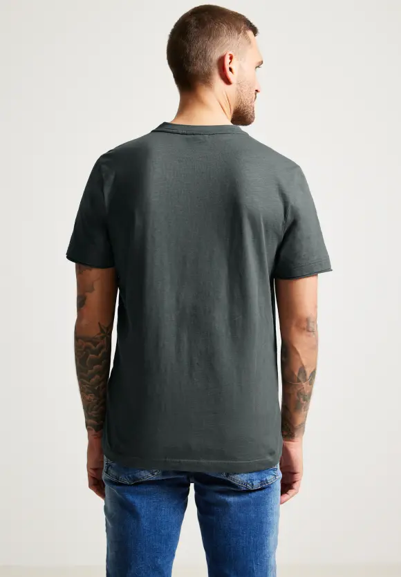 T-Shirt in Unifarbe - grey olive
