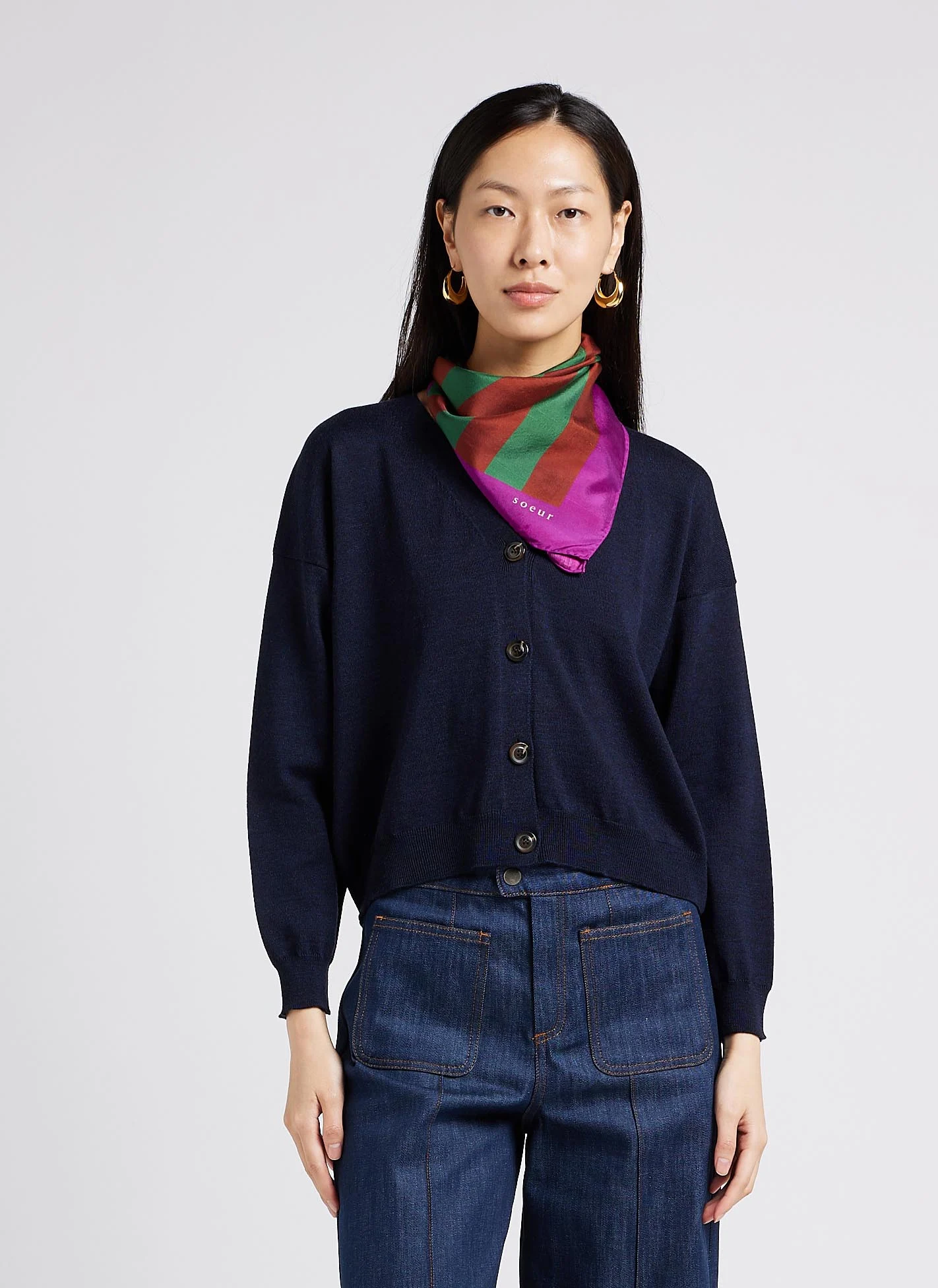IDEM - Gilet boutonné en laine | Bleu