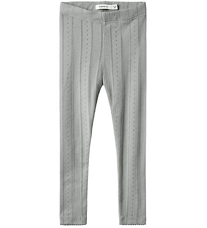 Name It Leggings - Noos - NmfJulia - Grey Melange m. Lochmuster