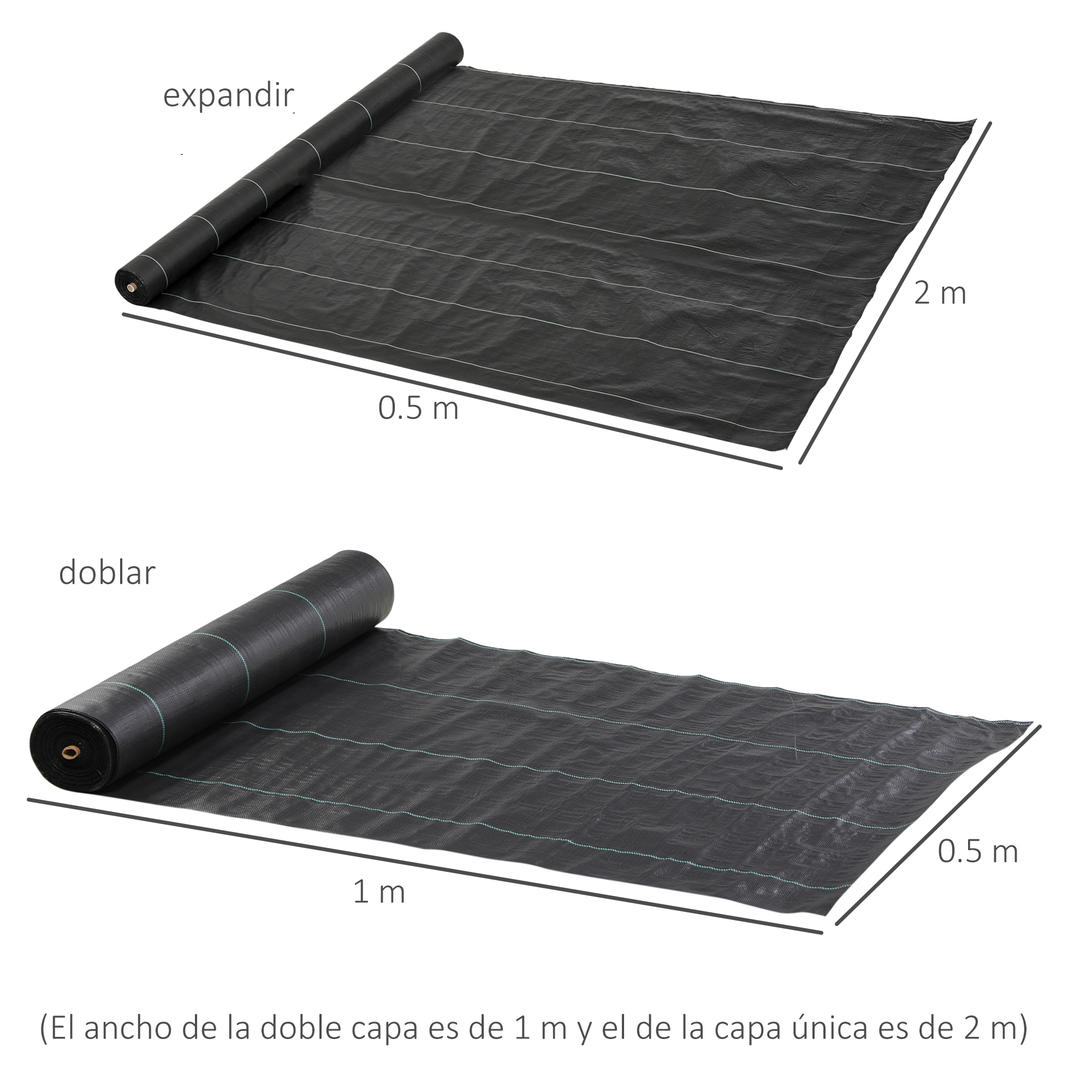 Tela anti-ervas daninhas Outsunny preta