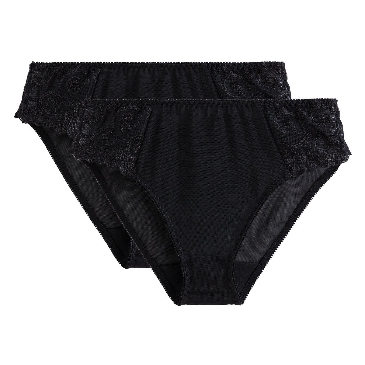 ANNE WEYBURN<br>Conjunto de 2 anáguas em tule transparente e tule bordado Lyssa