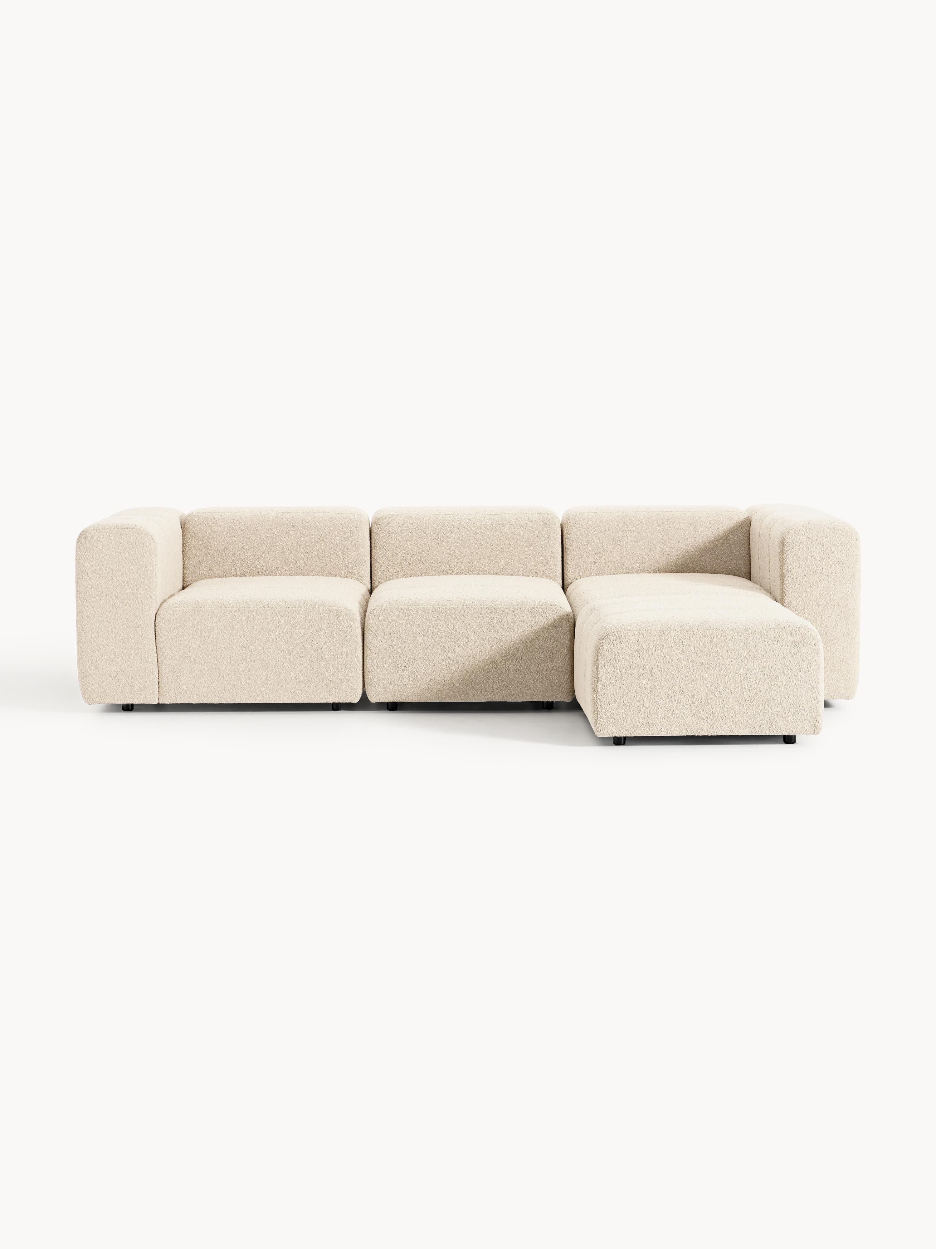 Modulaire bouclé bank Lena (4-zits) met poef (links/rechts)