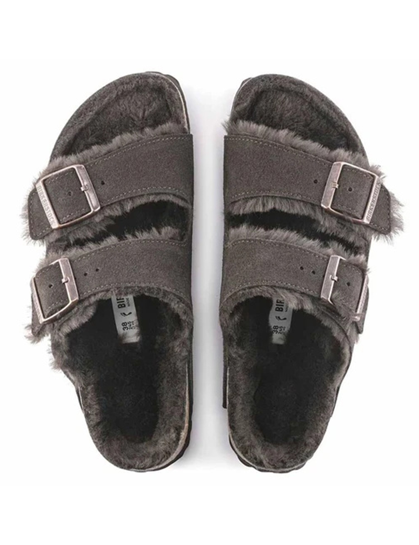 Arizona Shearling Fur Suede Brown Narrow Sandals