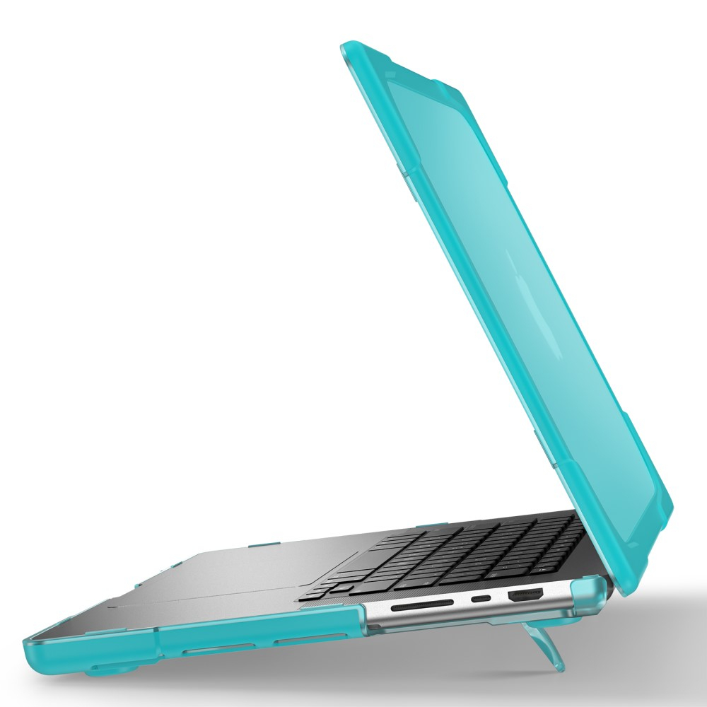 MacBook Pro 14'' (2025/2024/2023/2021) Hard Case Hülle Schutzabdeckung Stossschutz mit Standfuss - Hellblau