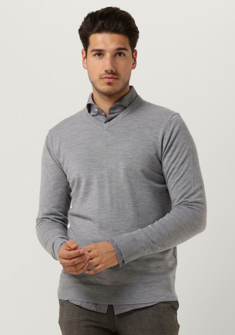 PROFUOMO lichtgrijze profuomo trui pullover v-neck