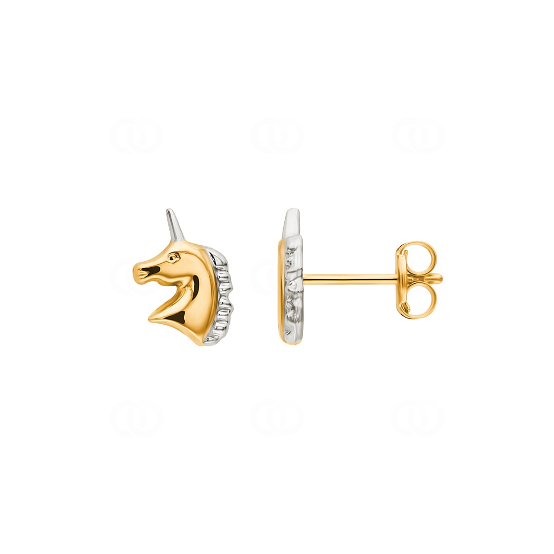 Ohrstecker 750/18 K Gelb-/ Weissgold Einhorn