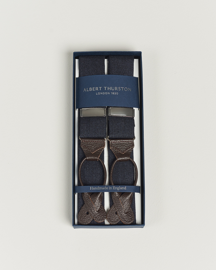 Albert Thurston Herringbone Braces 40mm Dark Blue