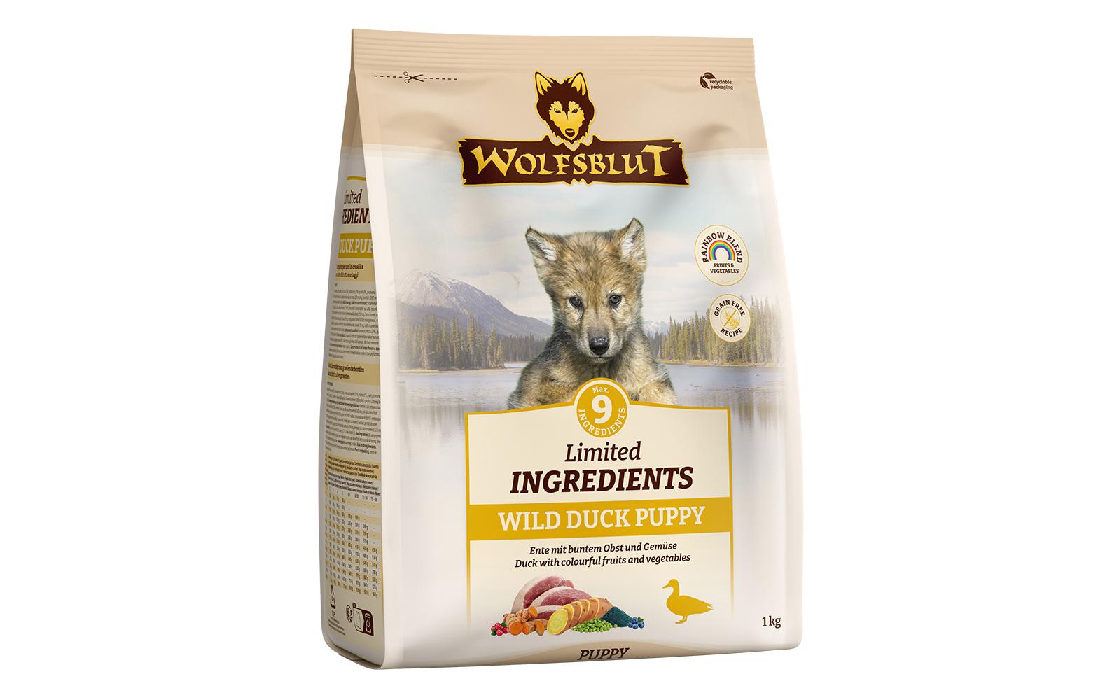 Trockenfutter Puppy Wild Duck 1 kgAlleinfuttermittel für heranwachsende Hunde