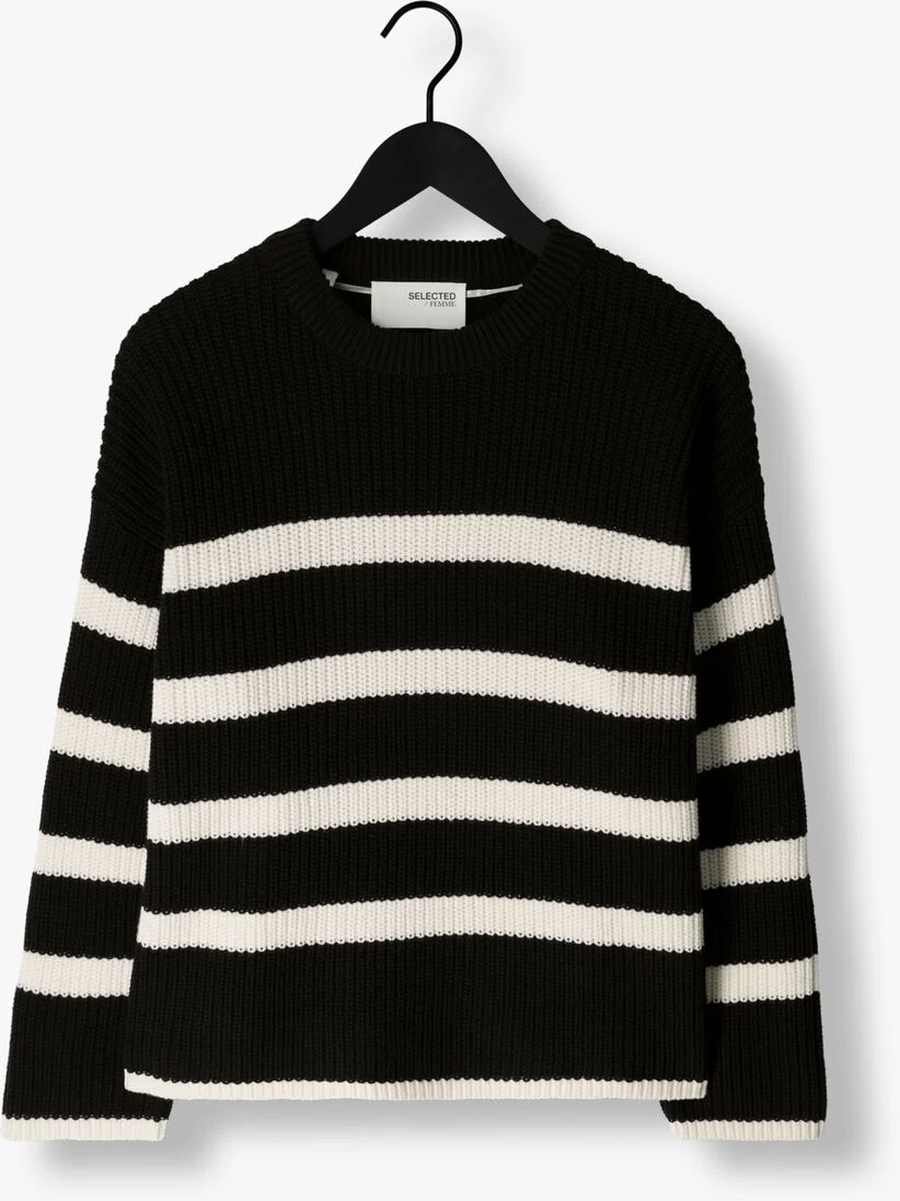 SELECTED FEMME zwarte selected femme trui slfbloomie ls knit o-neck