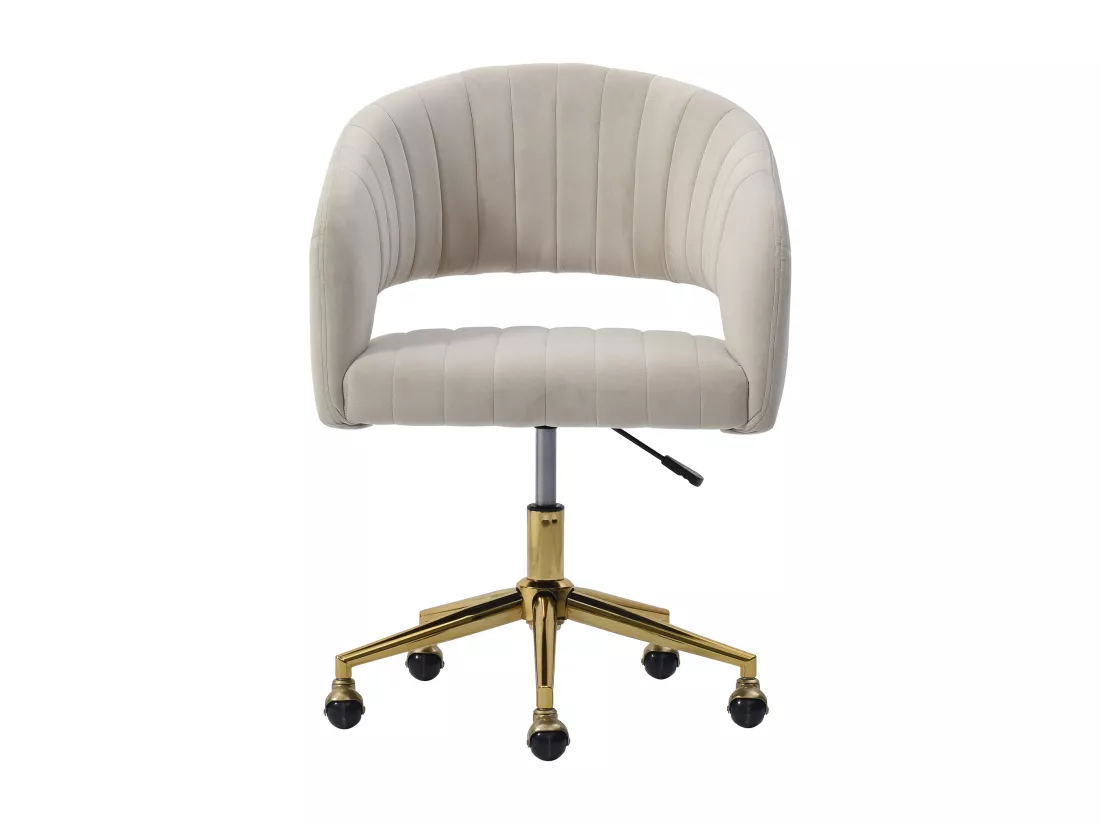 Chaise de bureau en velours - Beige et doré - Hauteur réglable - TIRIESI de Pascal Morabito