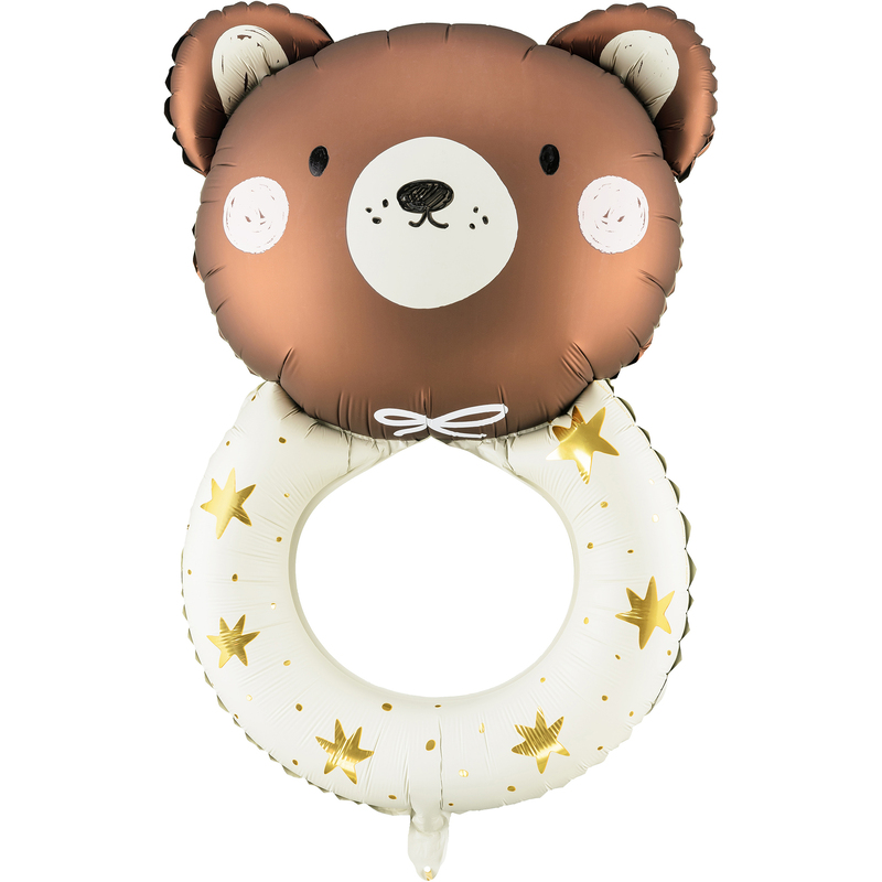 Partydeco Folienballon Teddybär Rassel, braun/beige