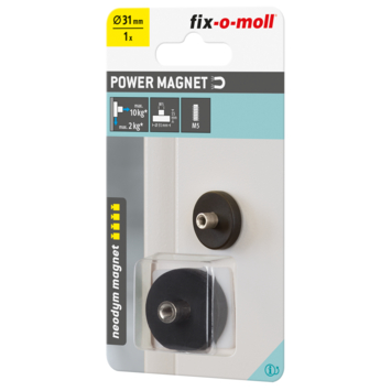 Magneet Neodymium schroefdop met rubber 31mm