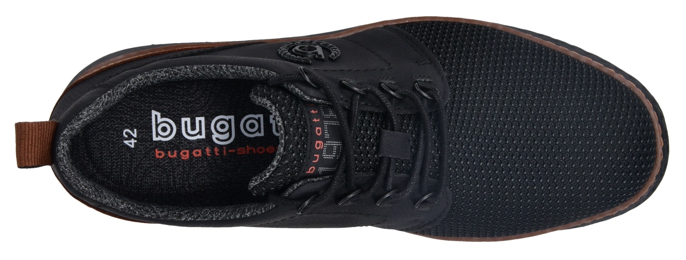 bugatti Schnürschuh  , Freizeitschuh, Halbschuh, Schnürer mit Kontrastbesatz an der Ferse