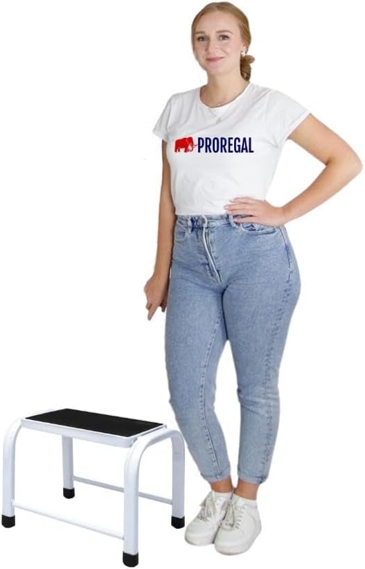 PROREGAL Opstapkruk met antislip rubberen mat Economy Basic, aan beide zijden toegankelijk, 1 trede, hoogte 27 cm, draagvermogen 150 kg