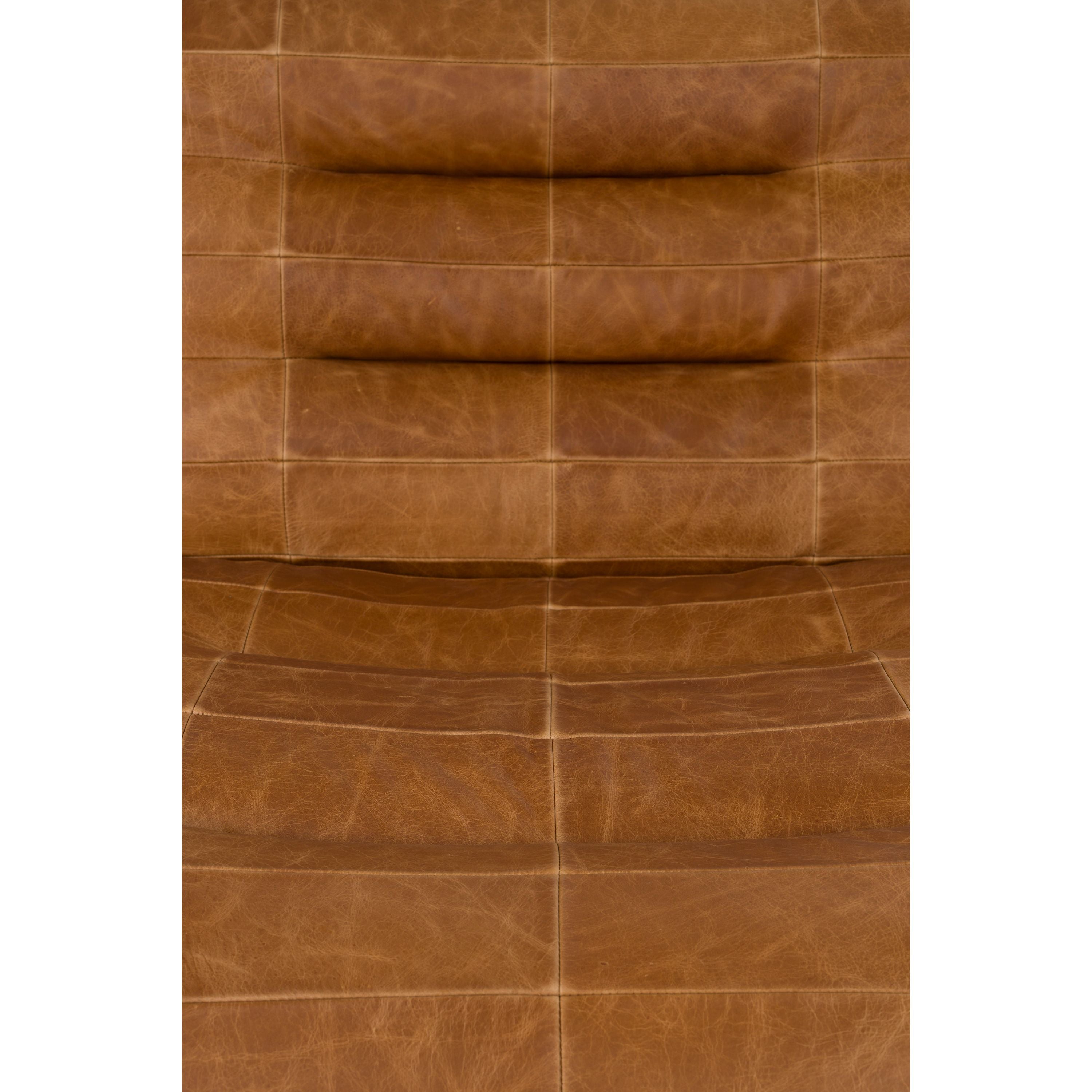 Dutchbone Wyatt Fauteuil Leer Cognac Bruin
