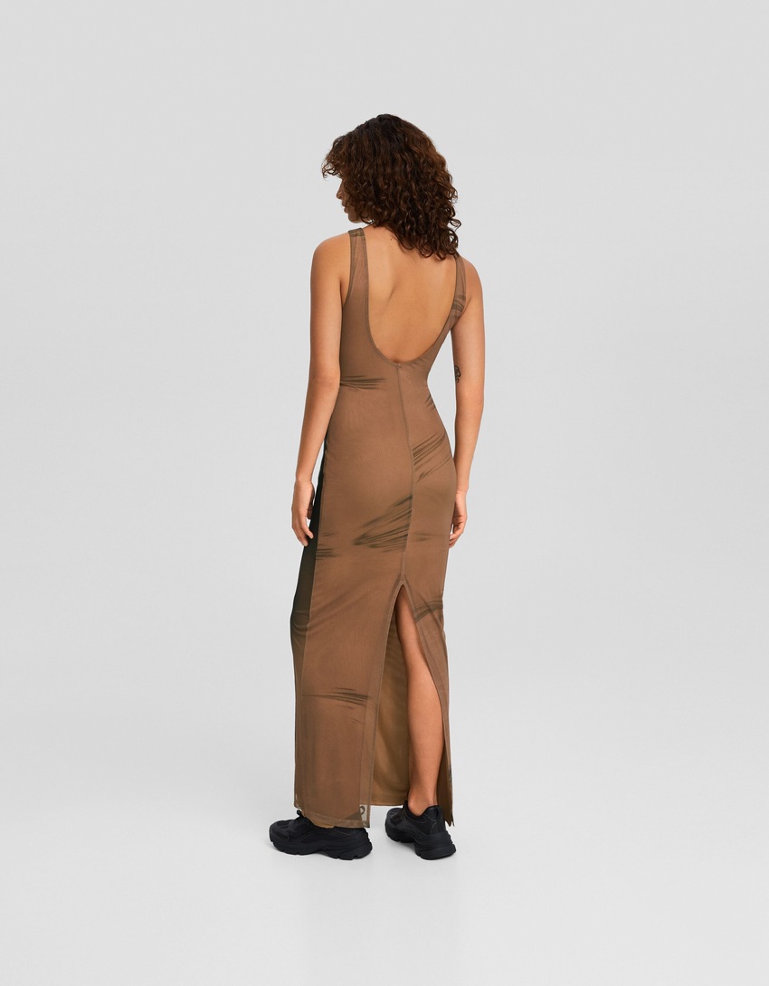 vestido longo de tule sem mangas