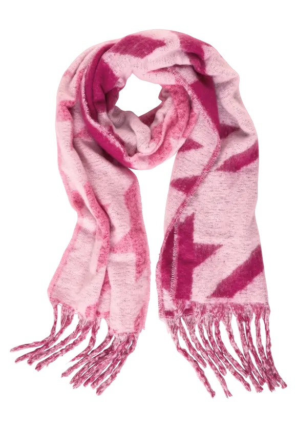 Cosy Schal mit Fransen - peony red