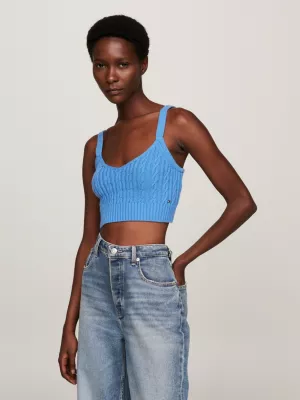 Top cropped de tricô