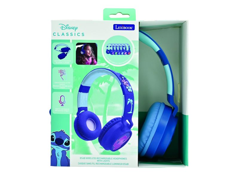 Lexibook Bluetooth/Kabelkopfhörer 3D Stitch Wireless Kopfhörer mit Lautstärkebegrenzung