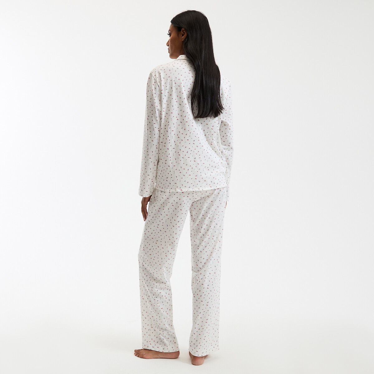 COLEÇÃO LA REDOUTE<br>Pijama de manga comprida com estampa floral, em malha de algodão