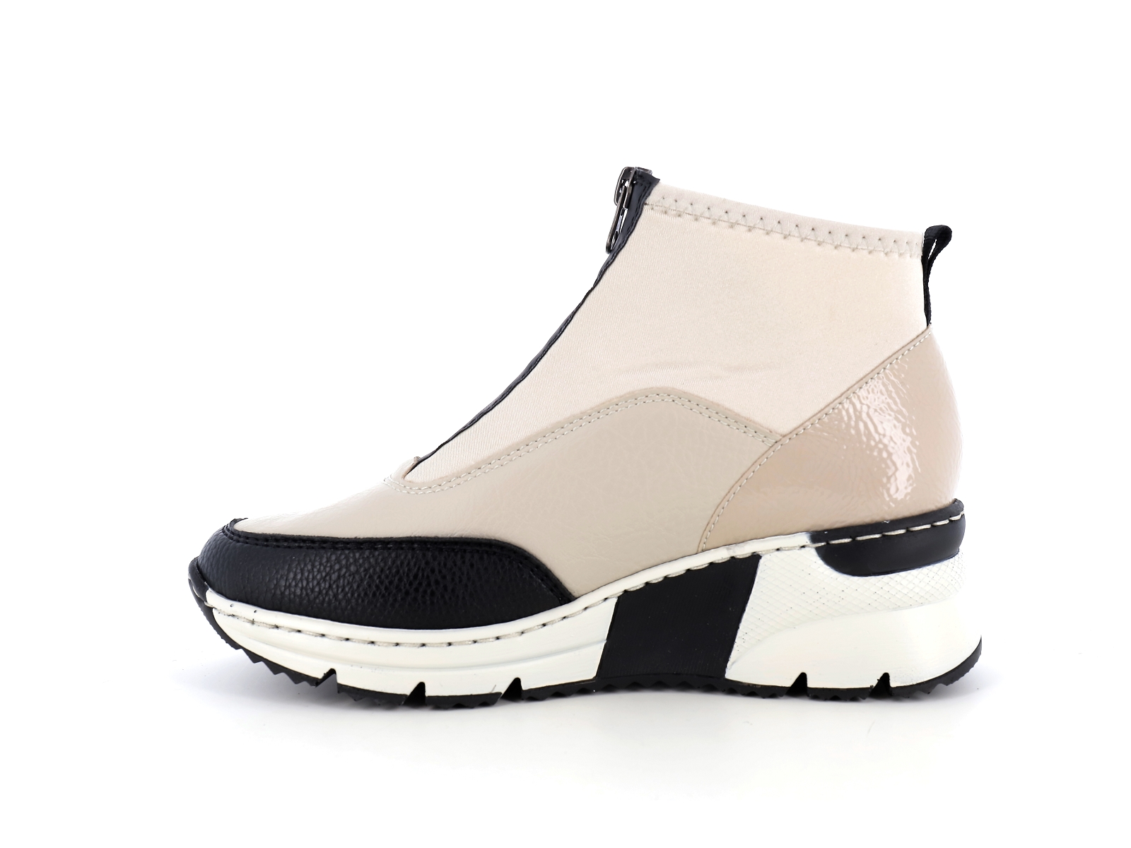 Rieker-N6352 Matières combinées Beige Noir